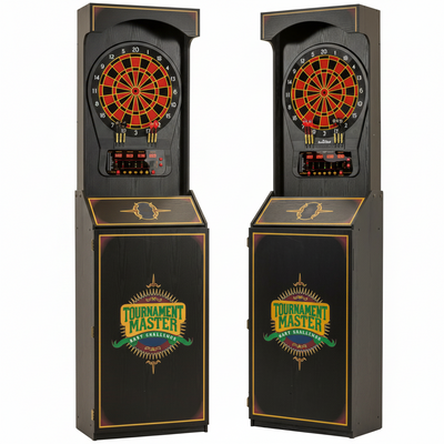 Cricket Pro 650 Standing Electronic Dartboard with 24 Games, 132 Variations, and 6 Soft-Tip Darts Included, Brown,E650Fs-Bk3