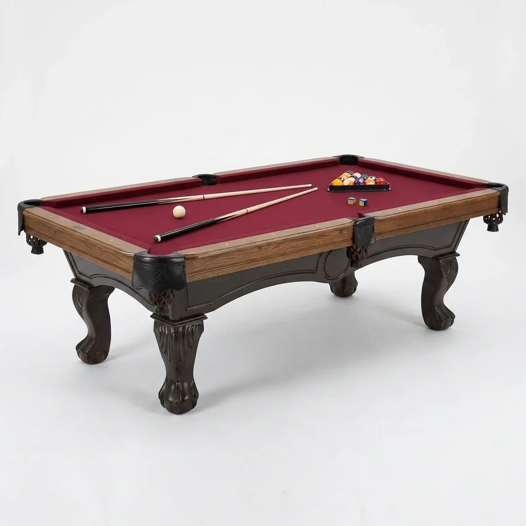 Arlington 8 Ft. Pool Table with Drop Pockets, Cue Sticks and Ball Set — Studio Shot
