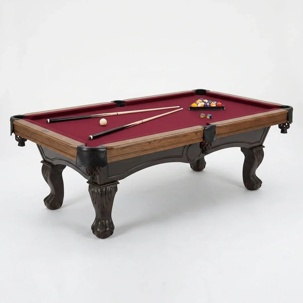 Arlington 8 Ft. Pool Table with Drop Pockets, Cue Sticks and Ball Set — Studio Shot