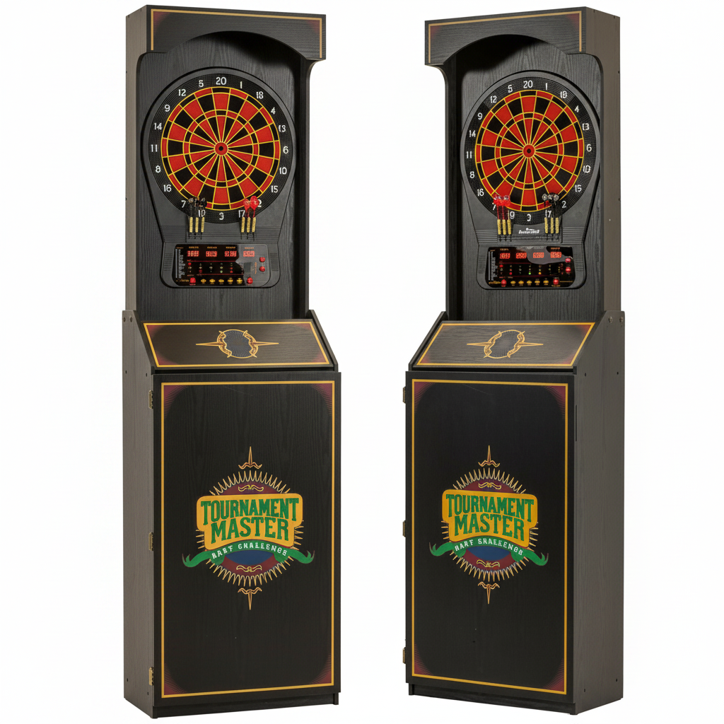 Cricket Pro 650 Standing Electronic Dartboard with 24 Games, 132 Variations, and 6 Soft-Tip Darts Included, Brown,E650Fs-Bk3